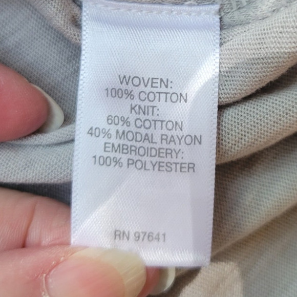 J. Jill Gray Eyelet Embroidered Cotton Tunic Top Granny Core Coastal Grandma‎  S - Picture 6 of 7